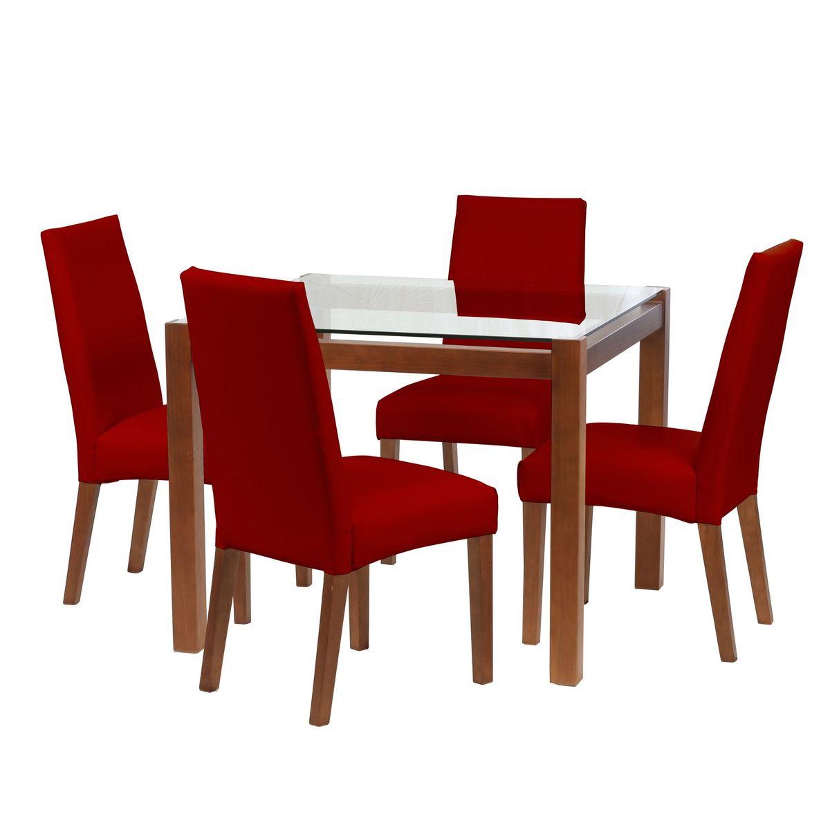 LATAM HOME - Juego De Comedor Barcelona 1000X1000 Silla Cadiz PU Rojo