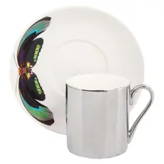 MALLORCA - Taza Café Con Plato Reflejo Verde 2 Pzas