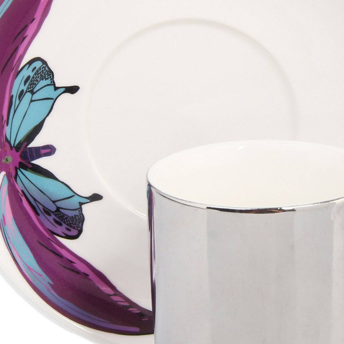 MALLORCA - Taza Café Con Plato Reflejo Morado 2 Pzas