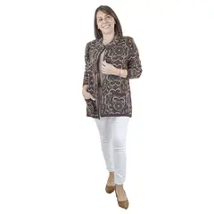 YORDALL - Chaqueta Jakar Abotonada Cuello Mao - Café