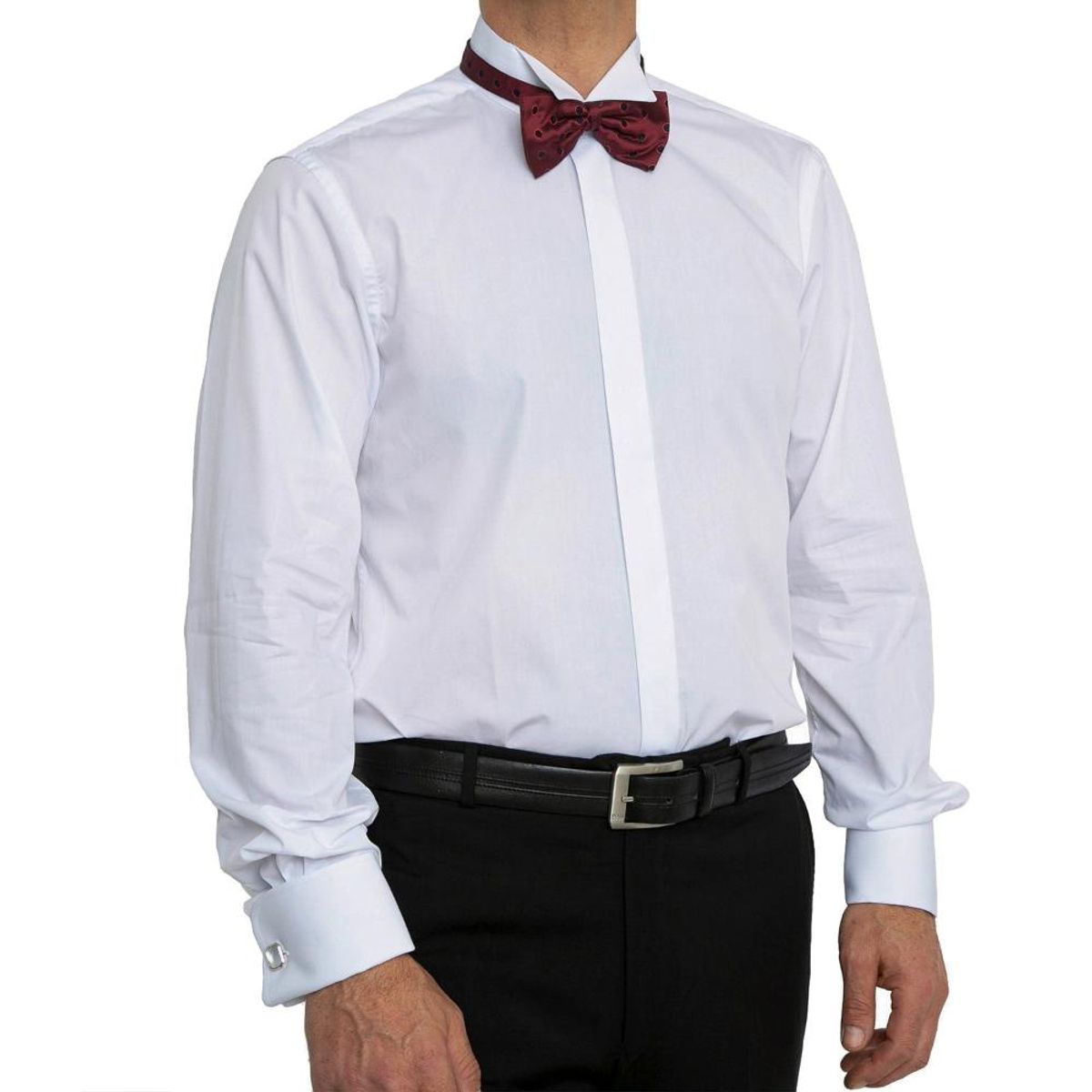 VANDINE - Camisa Blanca Cuello Paloma Puño Doble Etiq. Negra VANDINE