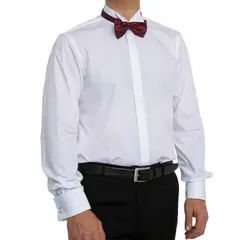 VANDINE - Camisa Blanca Cuello Paloma Puño Doble Etiq. Negra