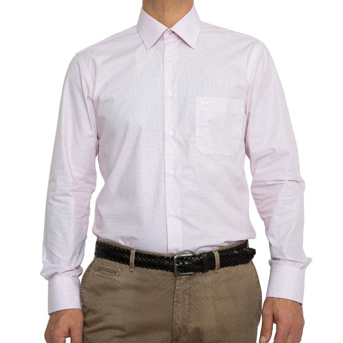 VANDINE - Camisa Texturada Cuadros Cuello Romo Etiqueta Negra VANDINE