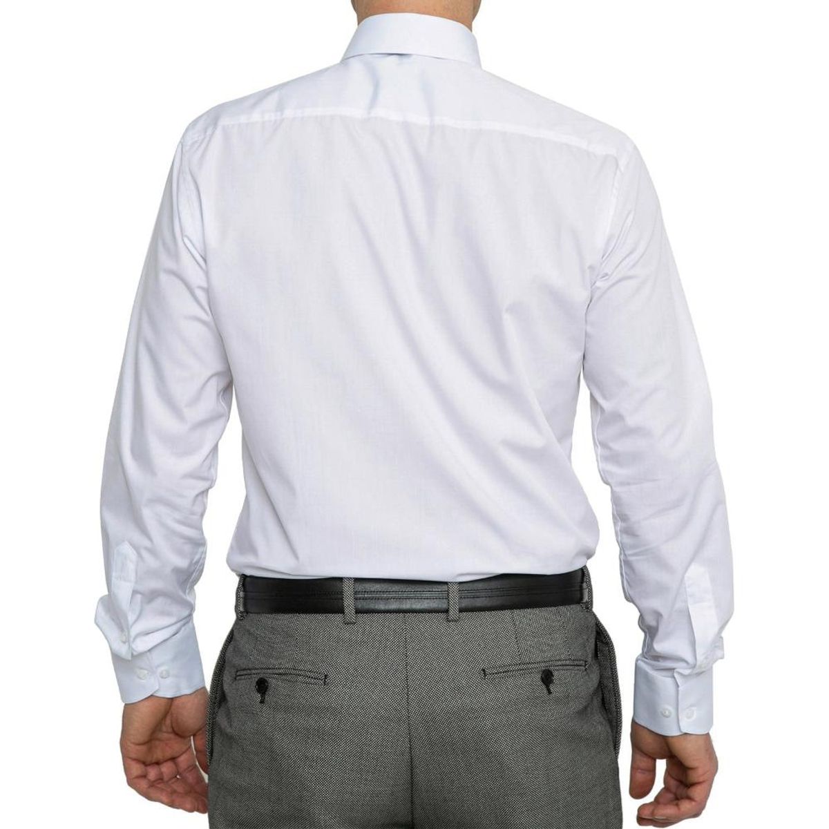 VANDINE - Camisa Lisa Blanca Cuello Romo Etiqueta Negra VANDINE