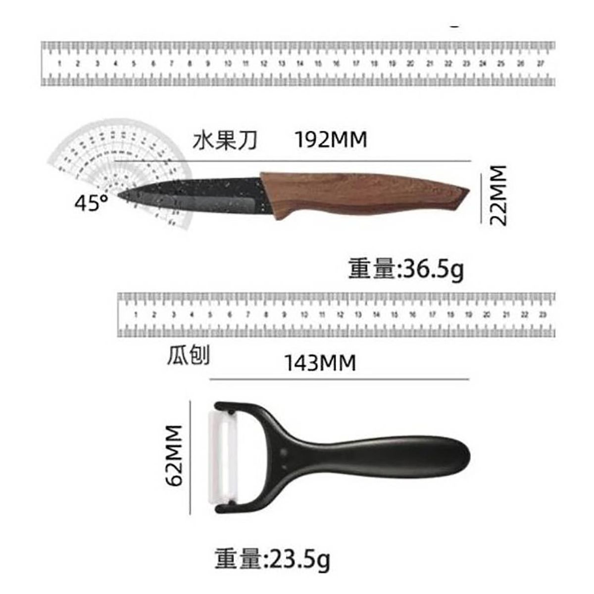 CRUSEC - Set Cuchillos 6 Pcs Juegos Cuchillos Antiadherente