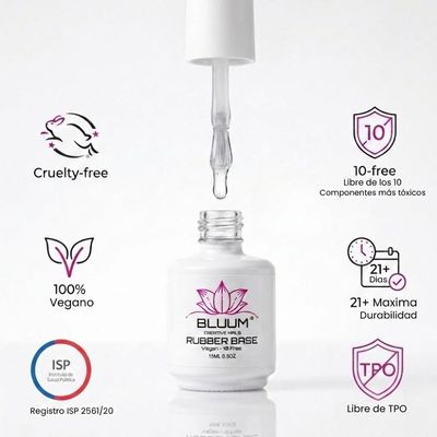 Imagen 2 del producto Base Rubber Transparente 15ml Niveladora Profesional Uñas
