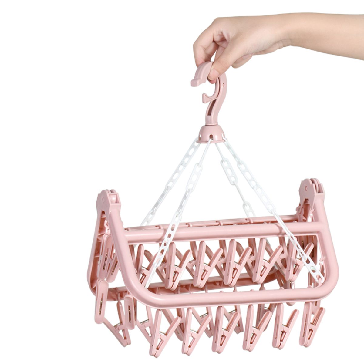 CRUSEC - Colgador De Calcetín Ropa Interior De 32 Clips Rosa