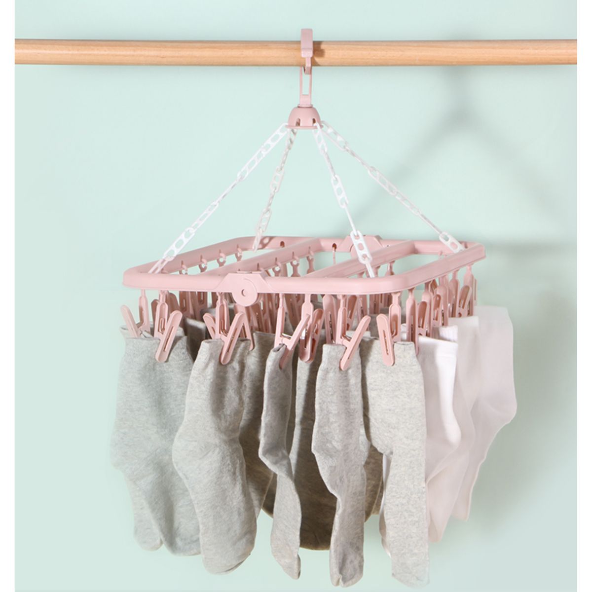 CRUSEC - Colgador De Calcetín Ropa Interior De 32 Clips Rosa