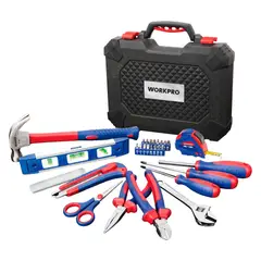 WORKPRO - Juego Set Herramientas Caja Plásitca Hogar 28 Pzas