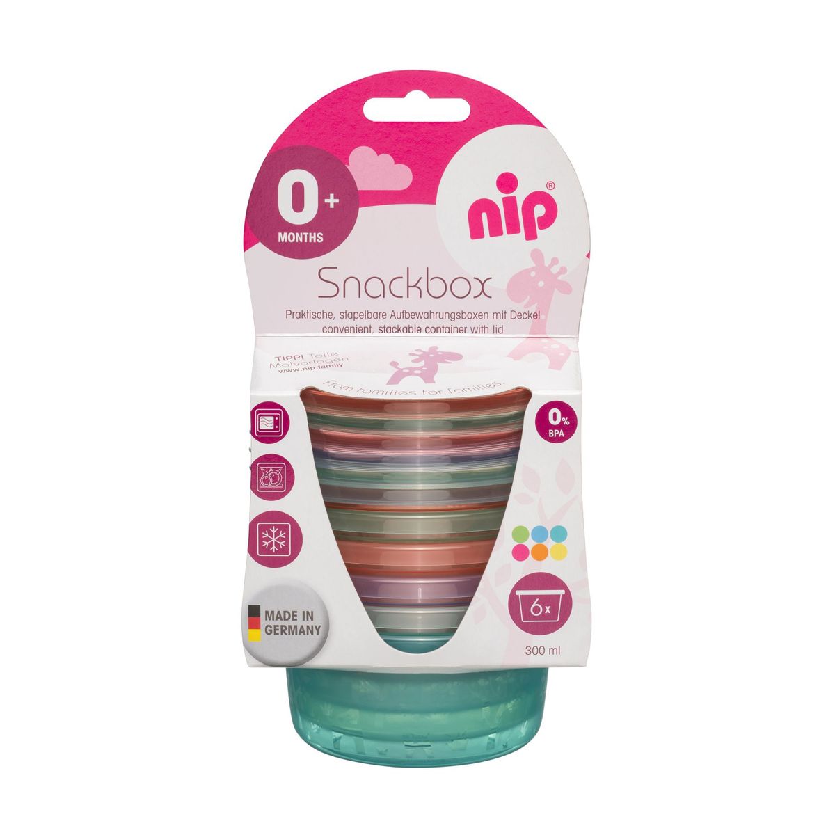 NIP - Pocillos Snack Pack 6 Con Tapas Nip
