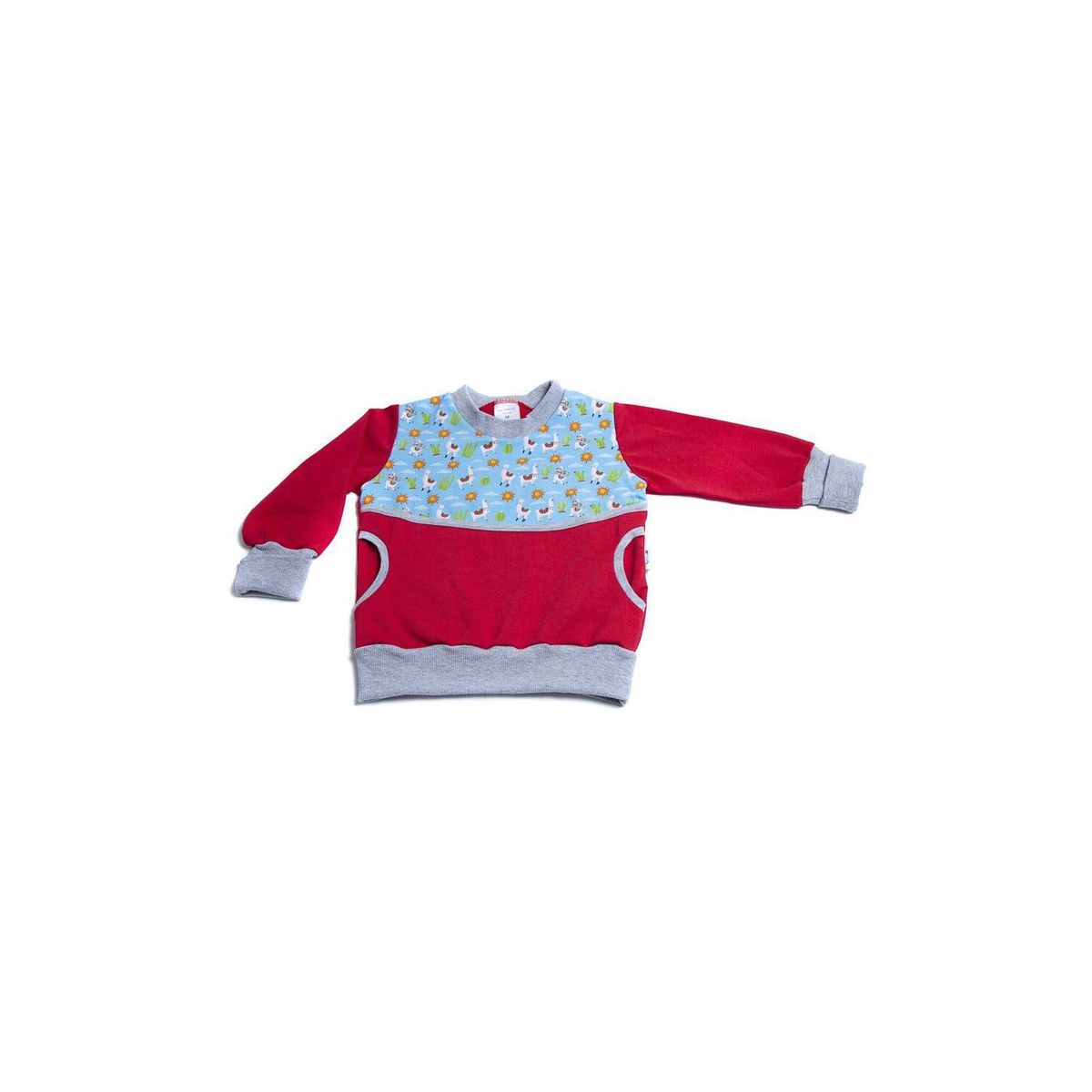 MAMALU - Polerón Cuello Redondo Rojo-Gris Llamas