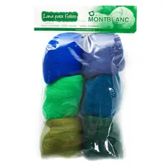 ANILINAS MONTBLANC - Pack 60 Grs Lana Corriedale 28 Micras Azul Verde