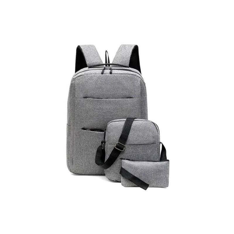 GENERICO - Mochila computador set 3 piezas - Gris