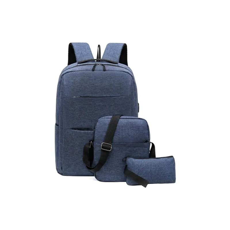 GENERICO - Mochila computador set 3 piezas - Azul