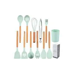 CRUSEC - Juego de 12 utensilios de cocina de silicona VERDE