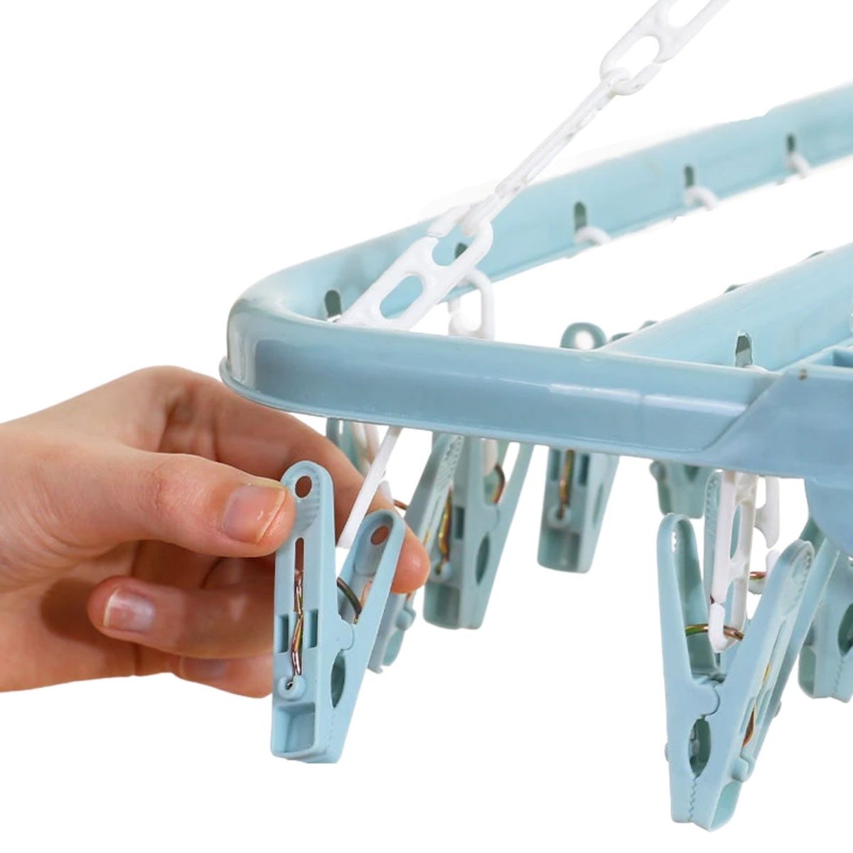 CRUSEC - Colgador De Calcetín Ropa Interior De 32 Clips Azul