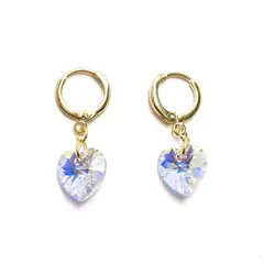 ANDREA COGGIOLA JOYAS - Aros Argolla Corazón Cristal Enchapado Oro 18K