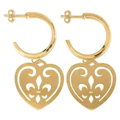 ANDREA COGGIOLA JOYAS - Aros Argolla Corazón Colgante Enchapado Oro 18K