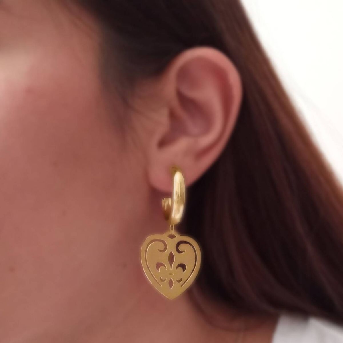 COGGIOLA - Aros Argolla Corazón Colgante Enchapado Oro 18K