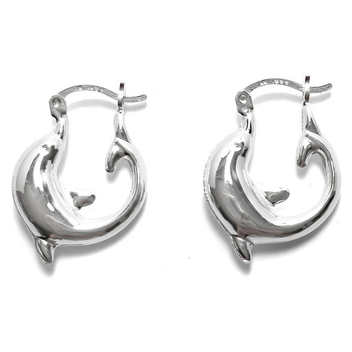 ANDREA COGGIOLA JOYAS - Aros Argolla Delfín Plata Fina 925