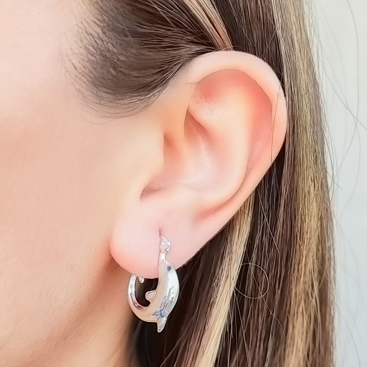 ANDREA COGGIOLA JOYAS - Aros Argolla Delfín Plata Fina 925