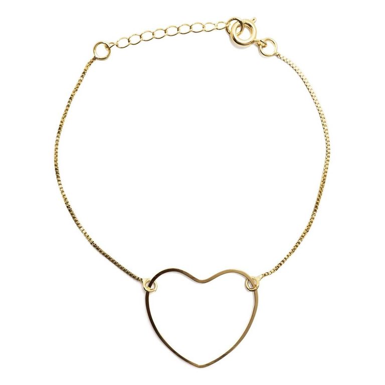 Pulsera Corazon Grande Enchapada Oro 18K Dorado TALLA UNICA