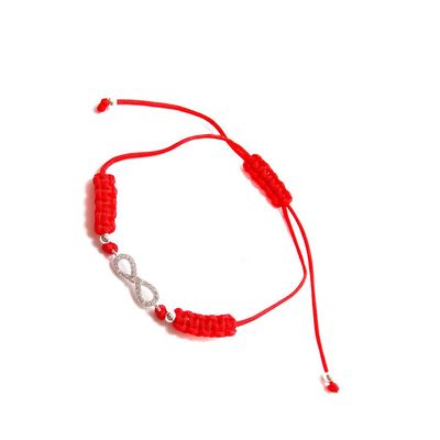 Imagen 2 del producto Pulsera Infinito Circón Plata Fina 925 Cordón Rojo
