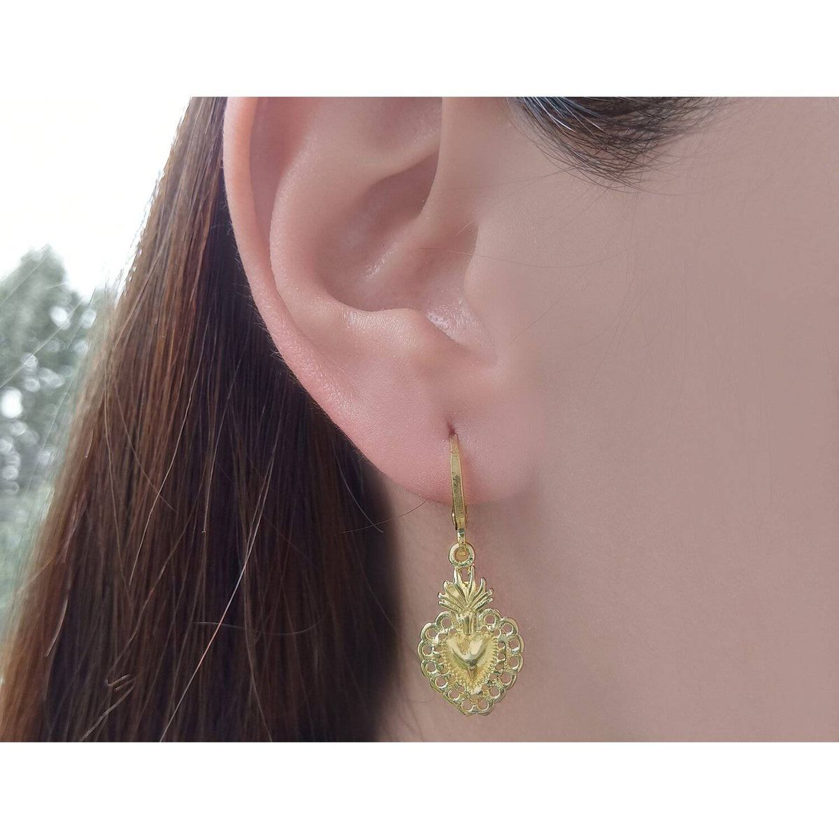 COGGIOLA - Aros Argolla Corazón Detente Enchapado Oro 18K