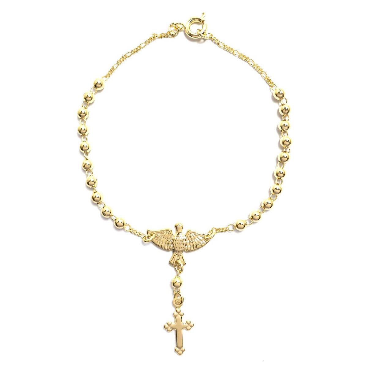 ANDREA COGGIOLA JOYAS - Pulsera Denario Espíritu Santo Cruz Enchapado Oro 18K