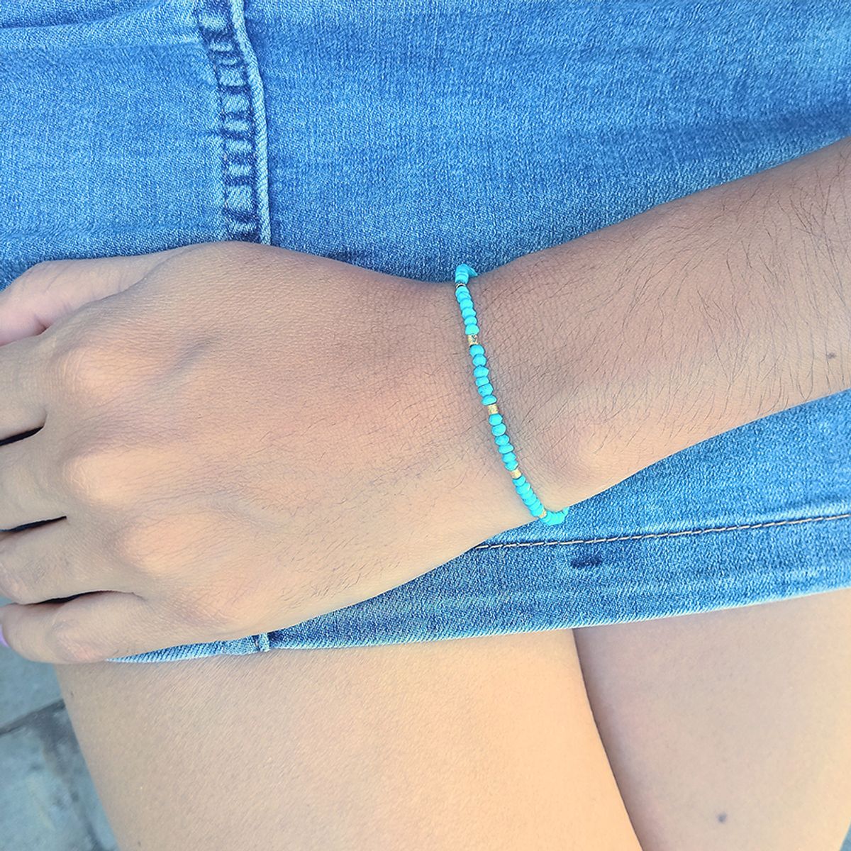 COGGIOLA - Pulsera turquesa facetada enchapado oro 18k