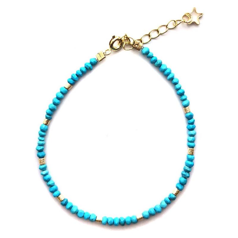 ANDREA COGGIOLA JOYAS - Pulsera turquesa facetada enchapado oro 18k