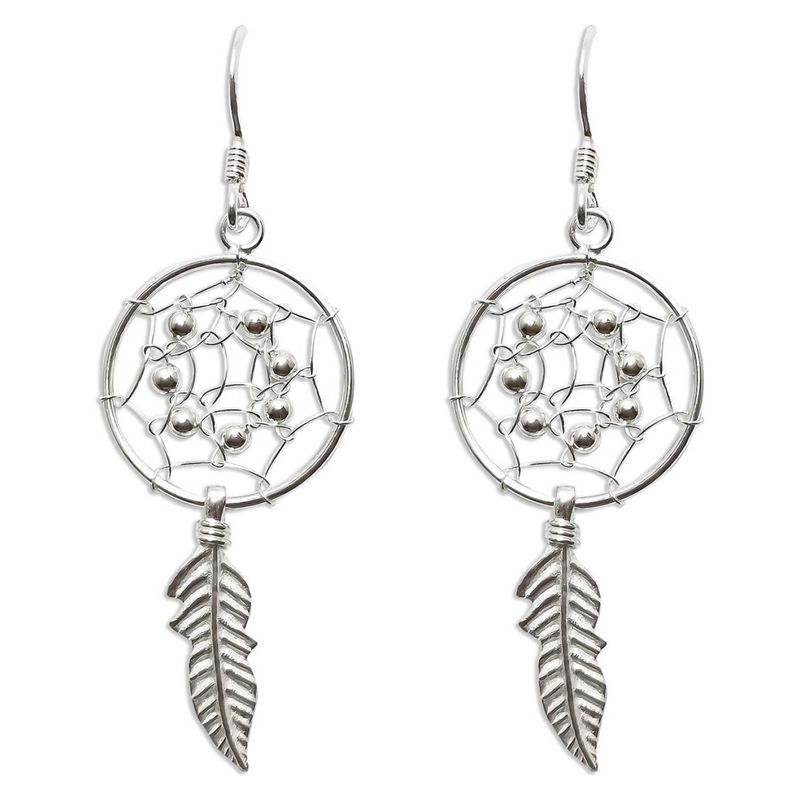 ANDREA COGGIOLA JOYAS - Aros Atrapasueños Pluma Gancho Plata Fina 925