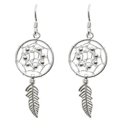 ANDREA COGGIOLA JOYAS - Aros Atrapasueños Pluma Gancho Plata Fina 925