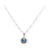 Collar Ojo Turco Cristal Azul Plata Fina 925