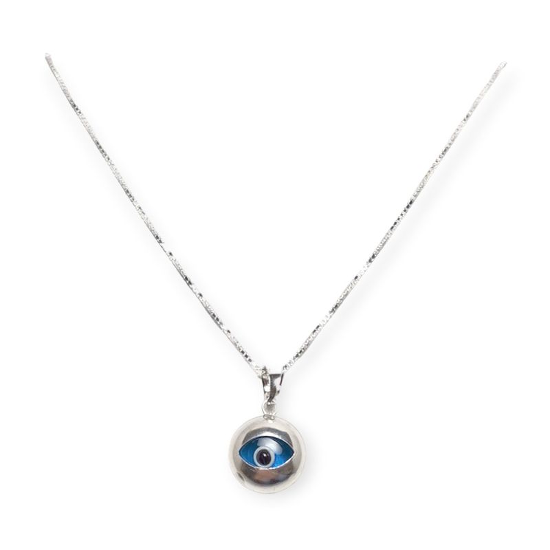 ANDREA COGGIOLA JOYAS - Collar Ojo Turco Cristal Azul Plata Fina 925