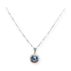 ANDREA COGGIOLA JOYAS - Collar Ojo Turco Cristal Azul Plata Fina 925