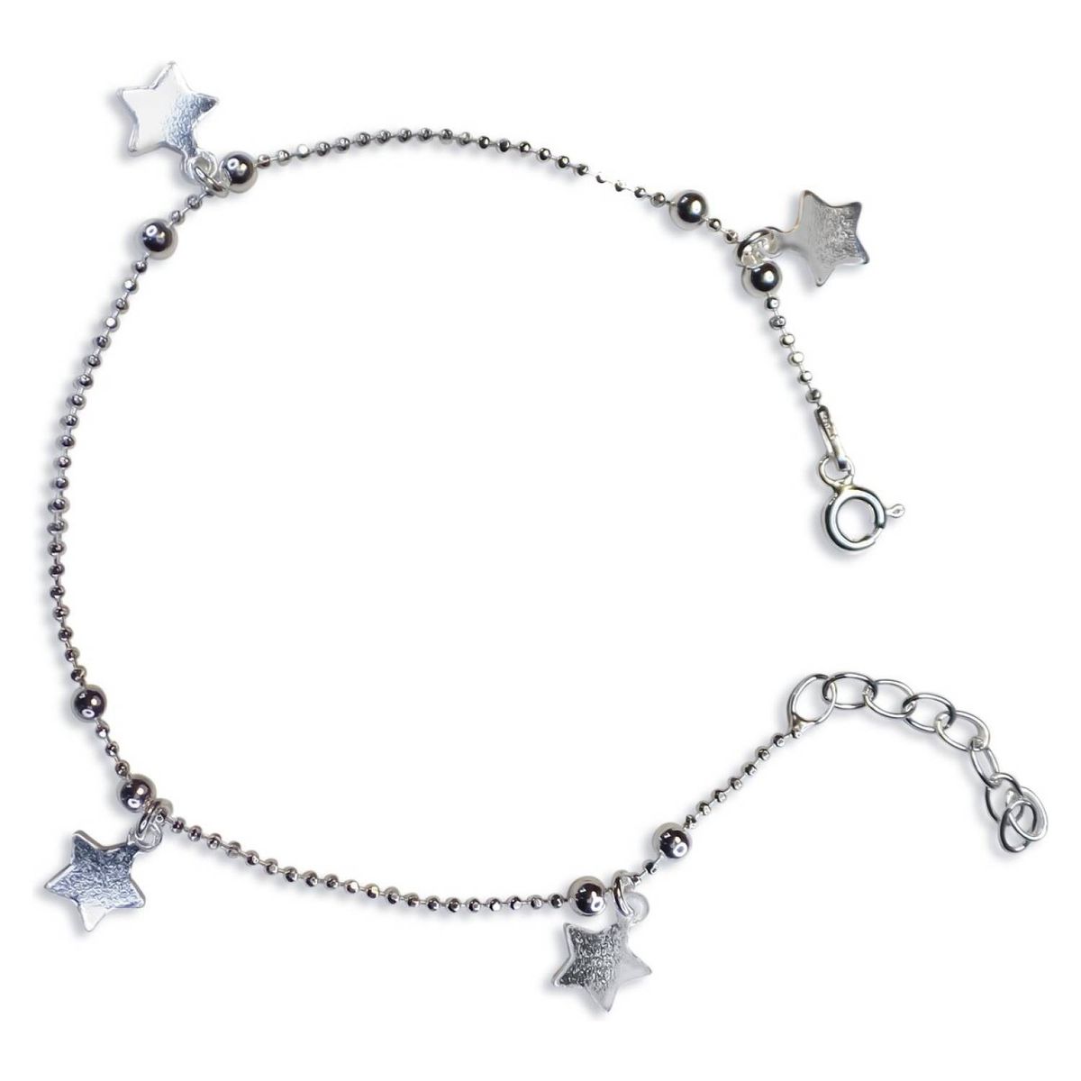 COGGIOLA - Pulsera 4 Estrellas Bolitas Plata Fina 925.