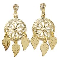 Aros Atrapasueños Pequeño Hojas Circón Enchapado Oro 18K