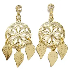 COGGIOLA - Aros Atrapasueños Pequeño Hojas Circón Enchapado Oro 18K