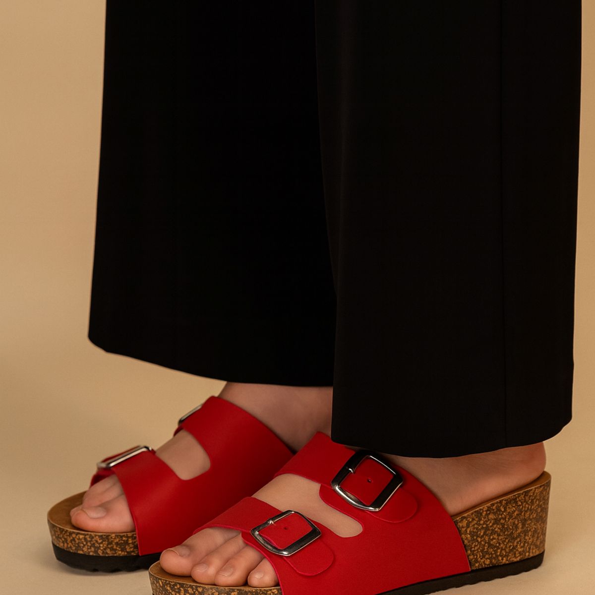 CHANCLETA - Sandalia Mujer Rojo Arlequin Chancleta