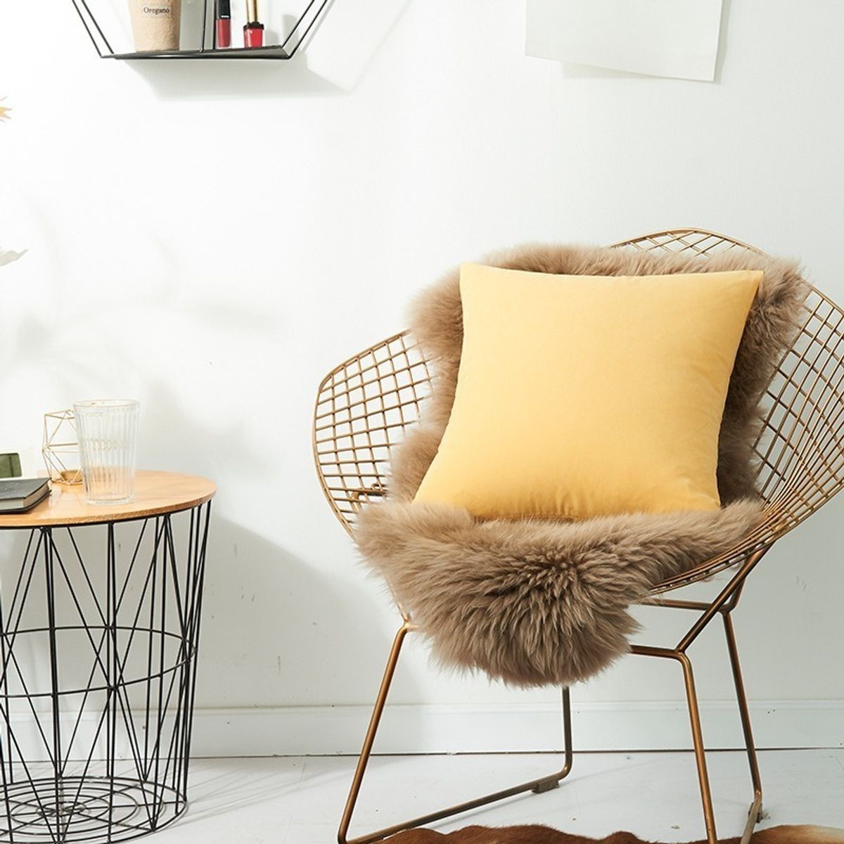 CRUSEC - Almohada Amarillo Cojín 50x50cm Funda De Terciopelo Para Muebles