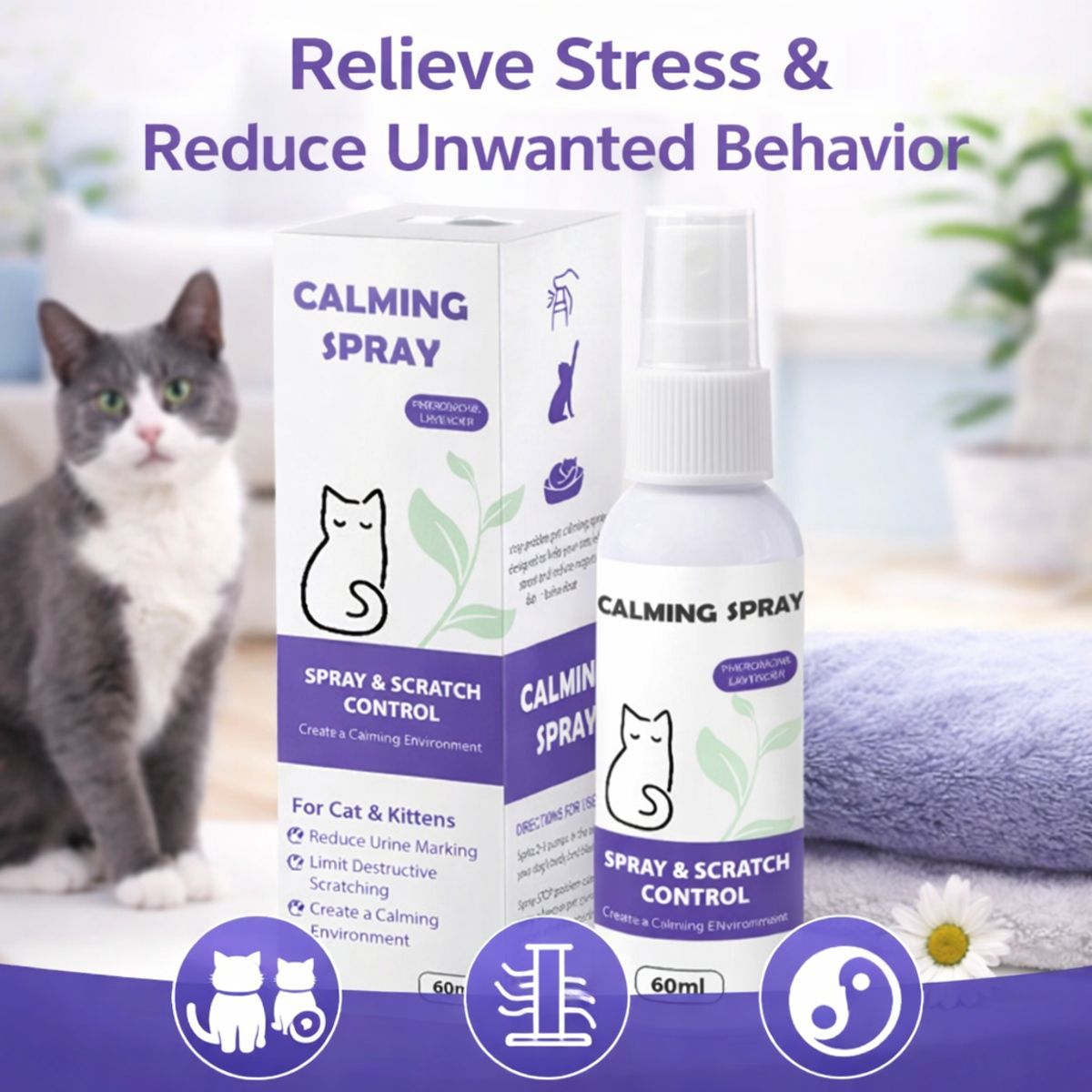 MARBEN PETS - Spray Calmante Marben Calming Para Gato, 60ml