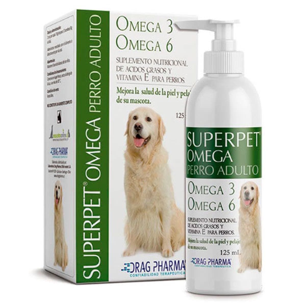 DRAG PHARMA - Suplemento Superpet Omega 3 y 6 Perro Adulto, 125ml