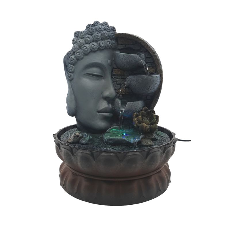MOGA - Pileta Cascada Fuente Buda Cara 27cm Alto Con Luz