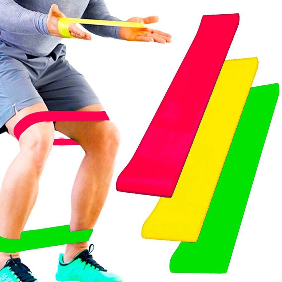 GENERICO - Pack 3 bandas elásticas loop circulares pilates aerobico