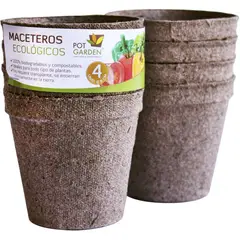 POT GARDEN - Macetero biodegradable de turba Potgarden ® pack 4 ud