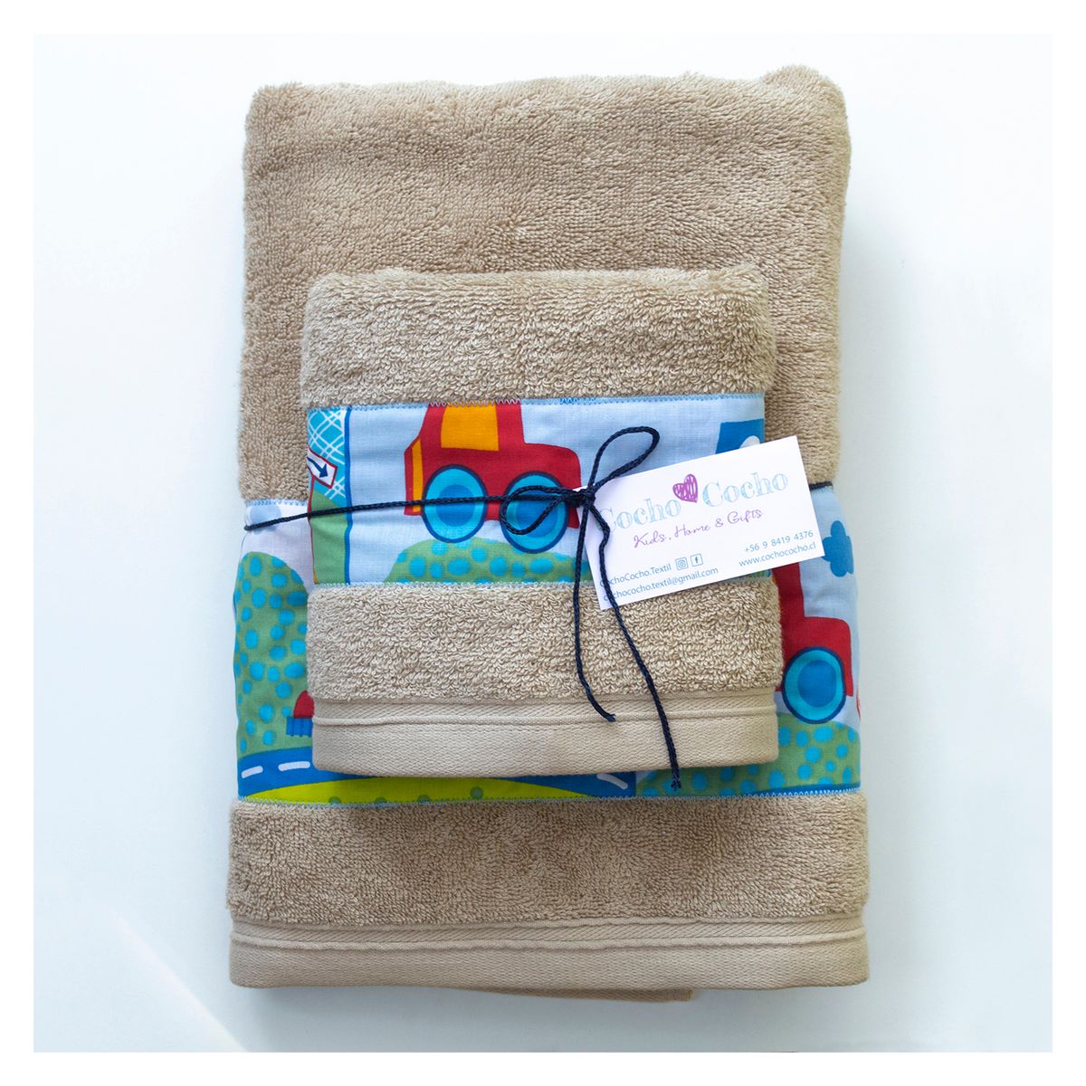 COCHO COCHO - Set 2 Toallas 100% Algodón 550 grs. Beige Camión.