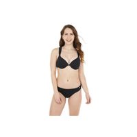 Traje de Baño Bikini Mujer Copa Textura Rib Negro Pizarra - Negro