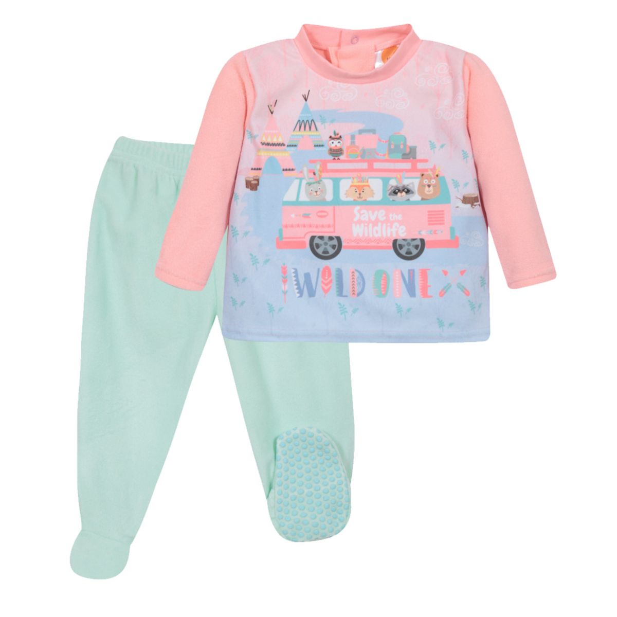 H2O WEAR - Pijama Bebé Niña Polar Sustentable Wild Verde H2O Wear H2O WEAR