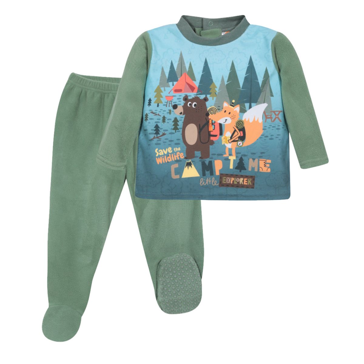 H2O WEAR - Pijama Bebé Niño Polar Sustentable Wildlife Verde H2O H2O WEAR